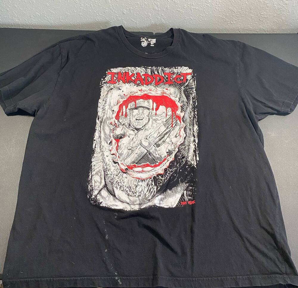 Black Ink Addict Streetwear T shirt short sleeve Red White Dan Henk Gun Gore